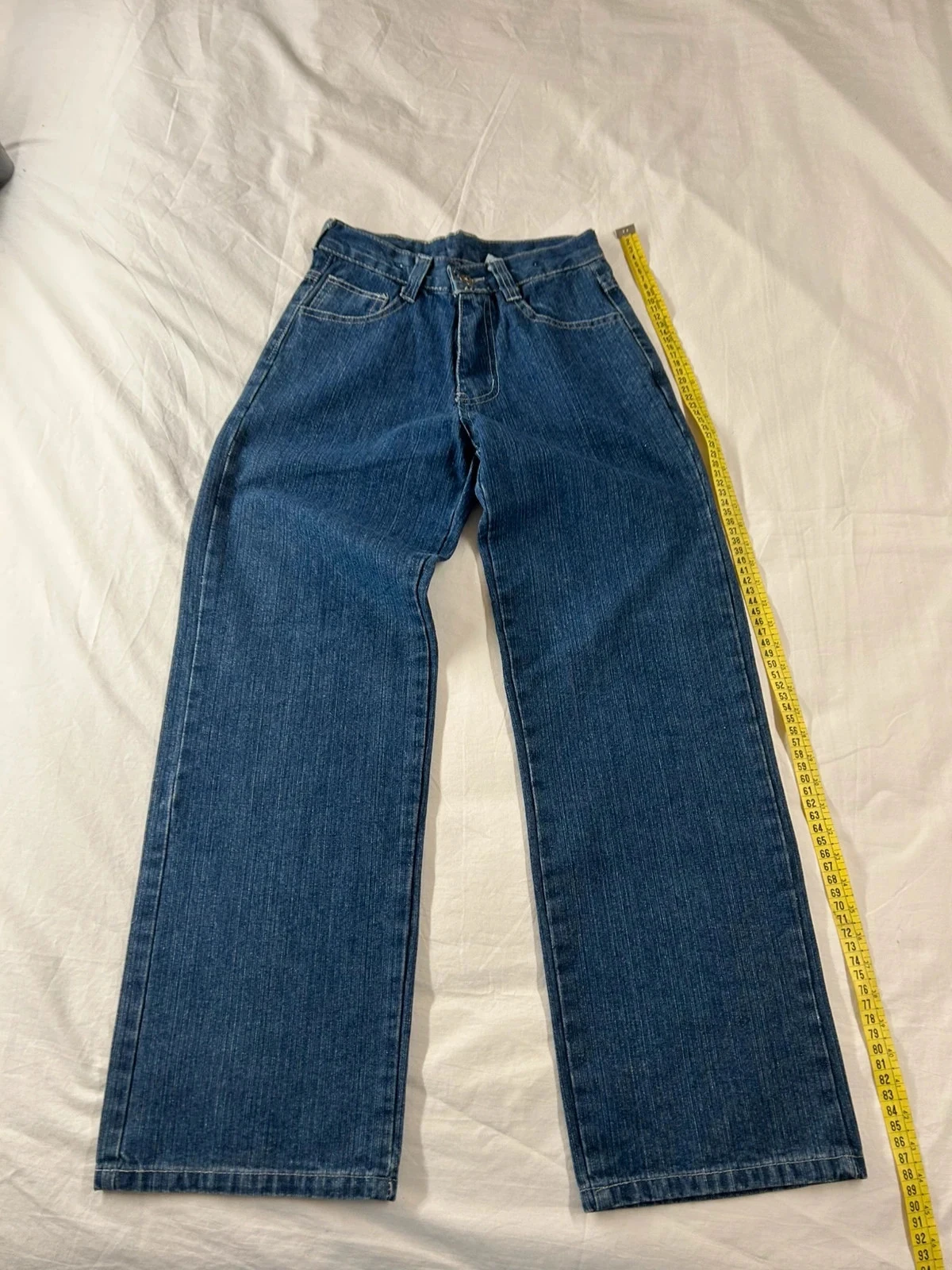 Marineblauwe vintage hoge taille jean – photo 2